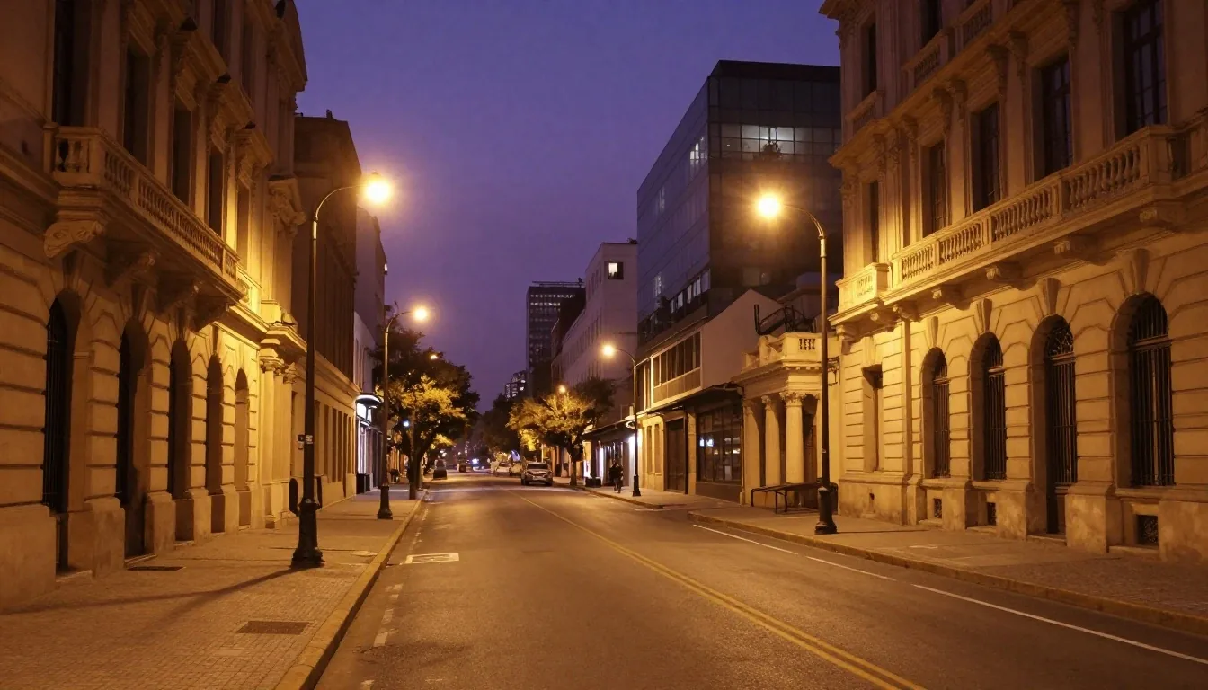 Puerto Madero de noche con antenas
