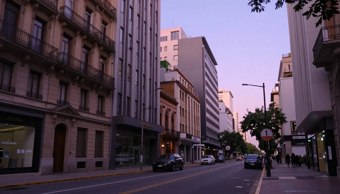 Azotea de Buenos Aires al atardecer con antenas