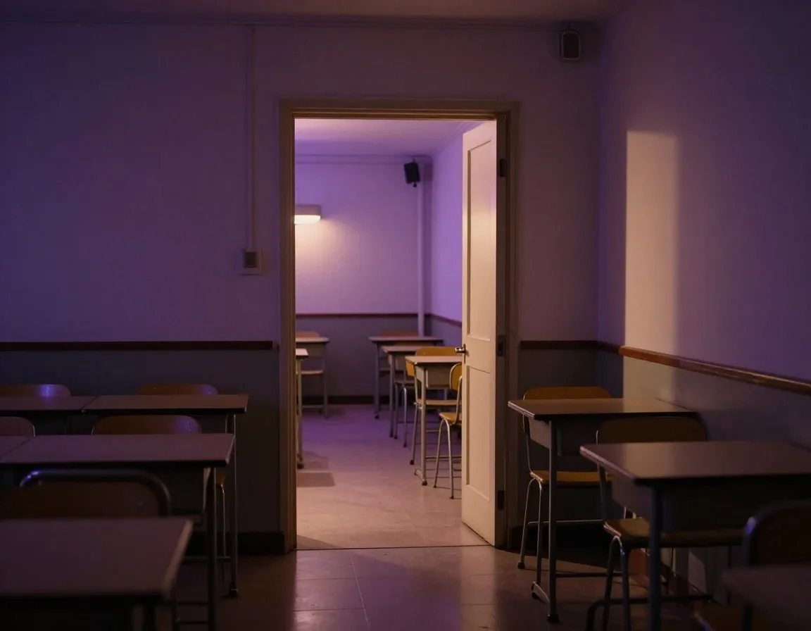 Aula con proyector y luz tenue
