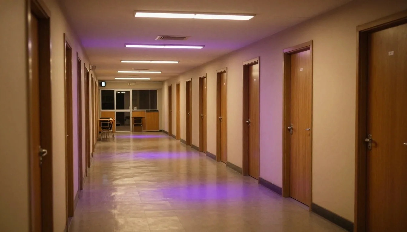 Aula de curso nocturno con proyector en Buenos Aires