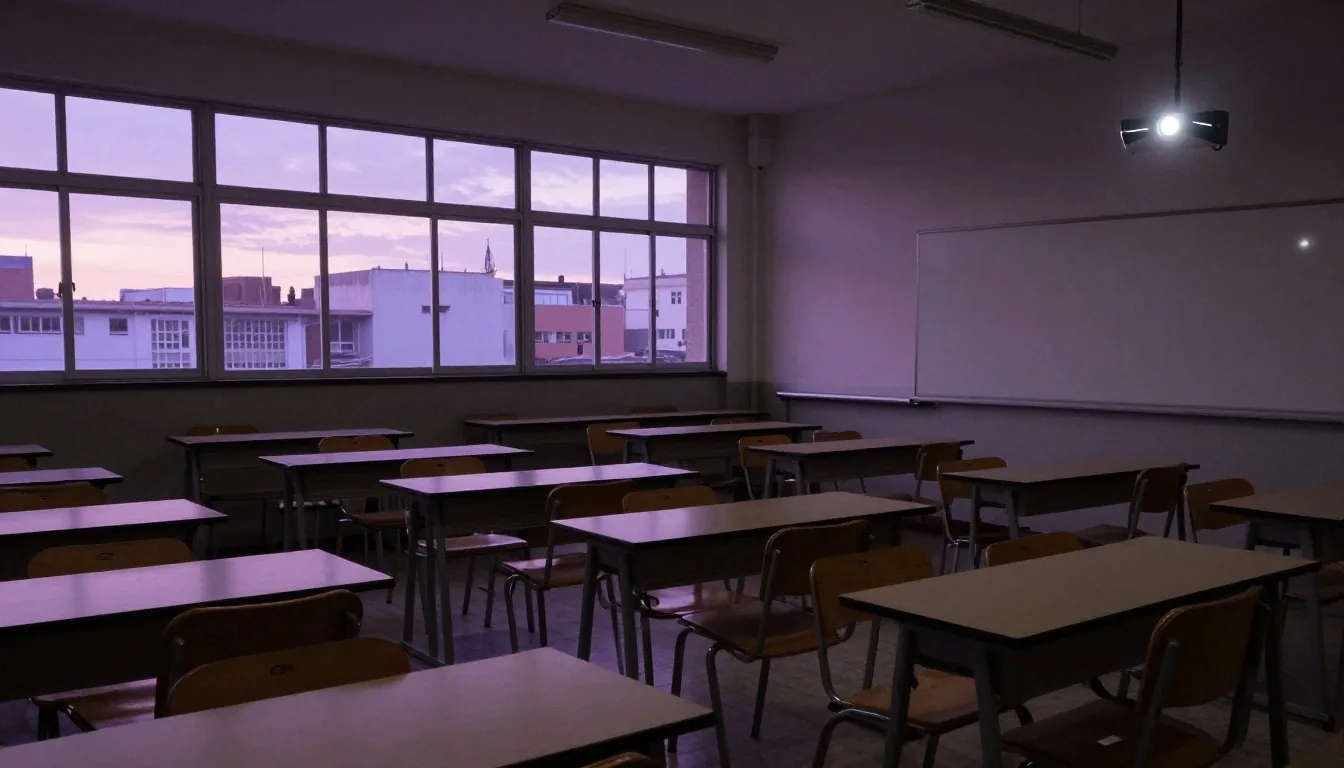 Aula de práctica con proyector y pizarra